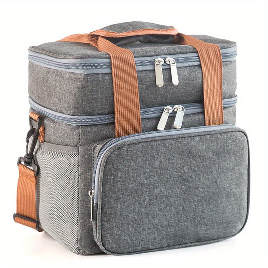Double Layer Lunch Bag Crossbody Large Capacity Insulation Bag