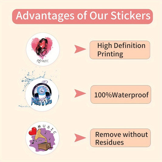 Music Device Element Stickers Waterproof DIY Friendly