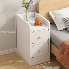 1pc Ultra Narrow Bedside Table Small Size Cabinet Mini Modern Storage Table
