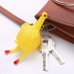 2pcs Laying Hen Keychain Chicken Doll Key Chain Bag Pendant