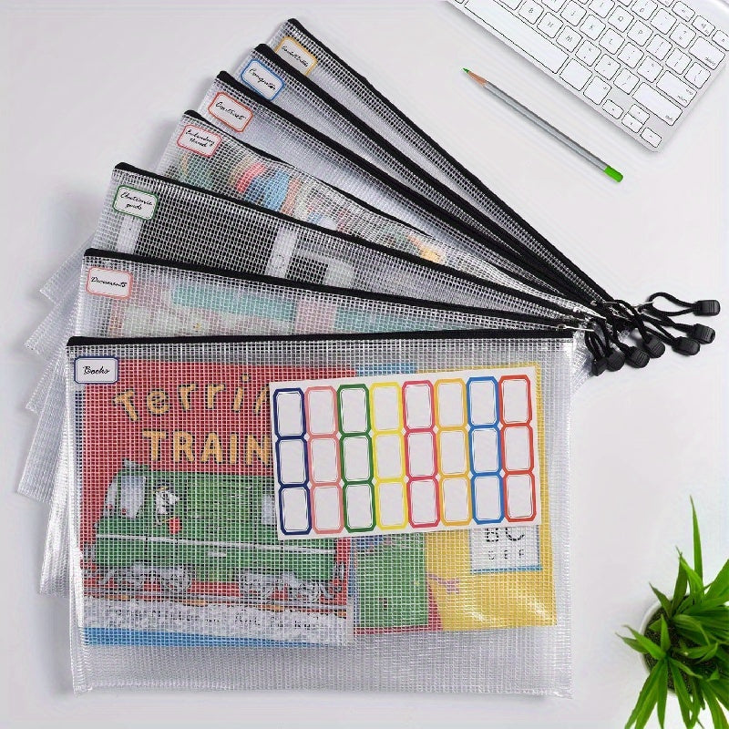 12pcs Waterproof Zip File Bags B4 Size Document Organizer