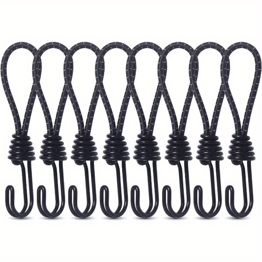 8pcs Spiral Wire Hook Strap Reflective Elastic Rope Heavy Duty Strap Hook
