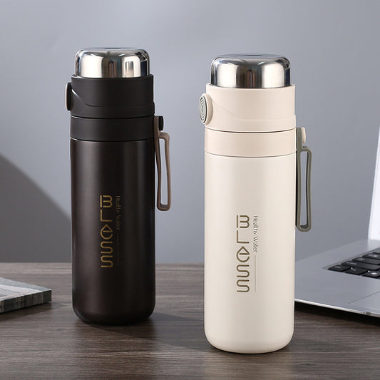 Stainless Steel Water Bottle 500ml with Tea Filter Leakproof Insulation Cup