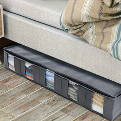 Foldable Under Bed Storage Bag Clear Window Dustproof Non-woven Fabric