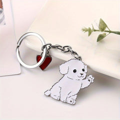 Cartoon Dog Pendant Keychain Lucky Metal Key Chain Bag Ornament