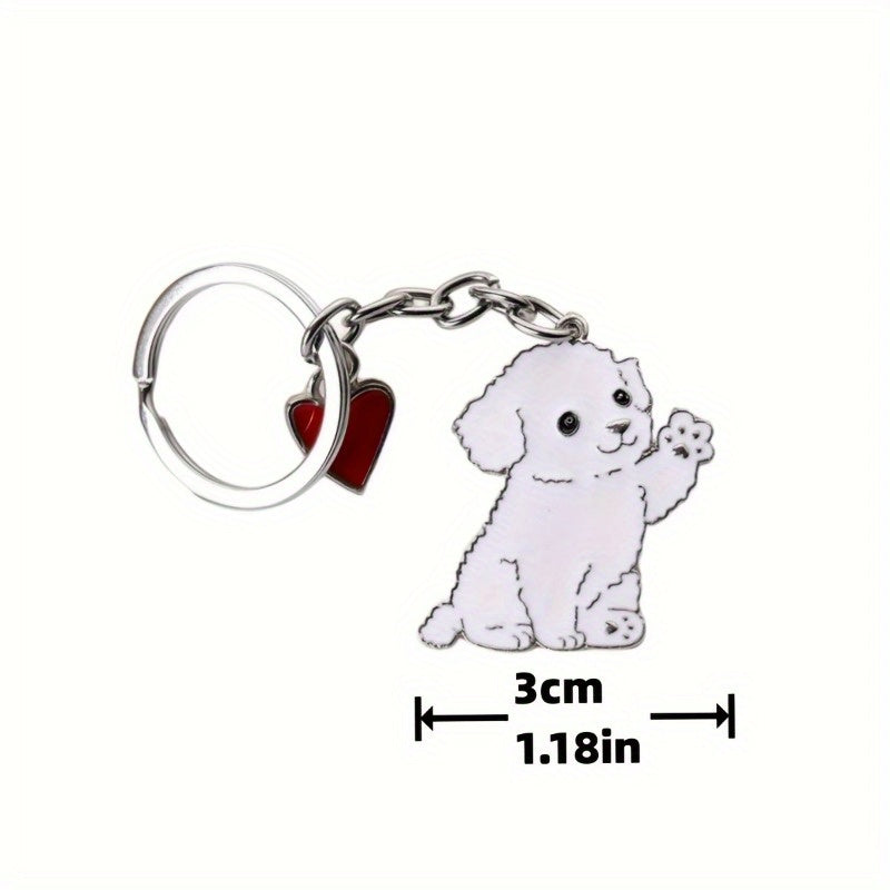 Cartoon Dog Pendant Keychain Lucky Metal Key Chain Bag Ornament
