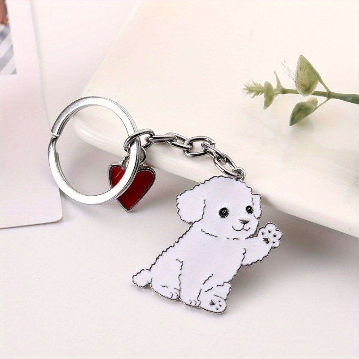 Cartoon Dog Pendant Keychain Lucky Metal Key Chain Bag Ornament