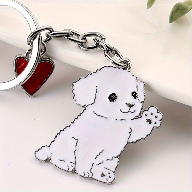 Cartoon Dog Pendant Keychain Lucky Metal Key Chain Bag Ornament