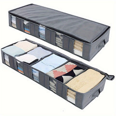 Foldable Under Bed Storage Bag Clear Window Dustproof Non-woven Fabric