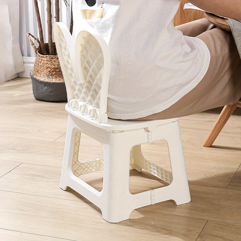 1pc Cartoon Backrest Chair Plastic Folding Outdoor Creative Stool