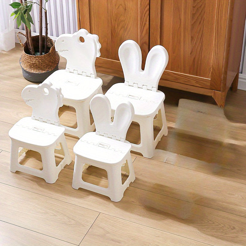 1pc Cartoon Backrest Chair Plastic Folding Outdoor Creative Stool
