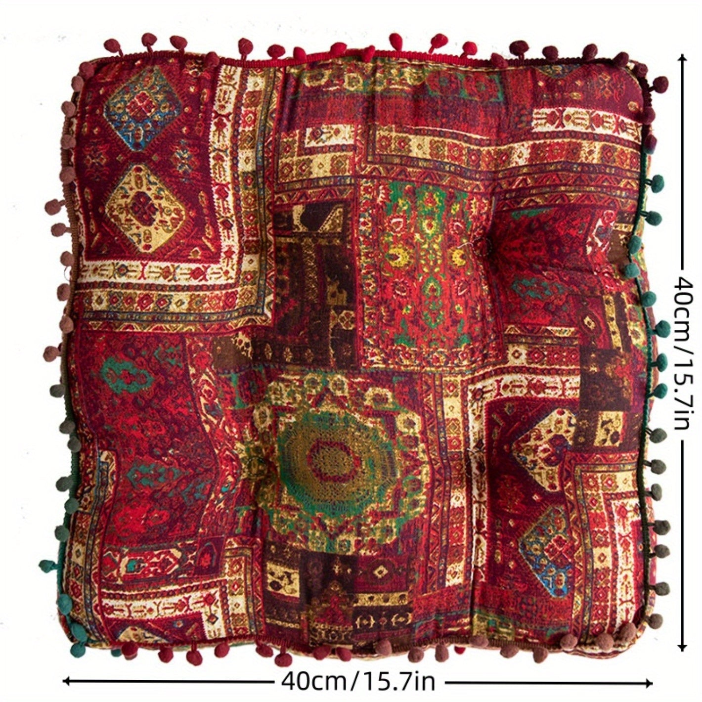 Ethnic Style Square Cushion for Home Bedroom Balcony Mat