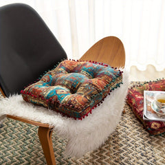 Ethnic Style Square Cushion for Home Bedroom Balcony Mat