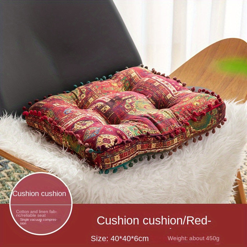 Ethnic Style Square Cushion for Home Bedroom Balcony Mat