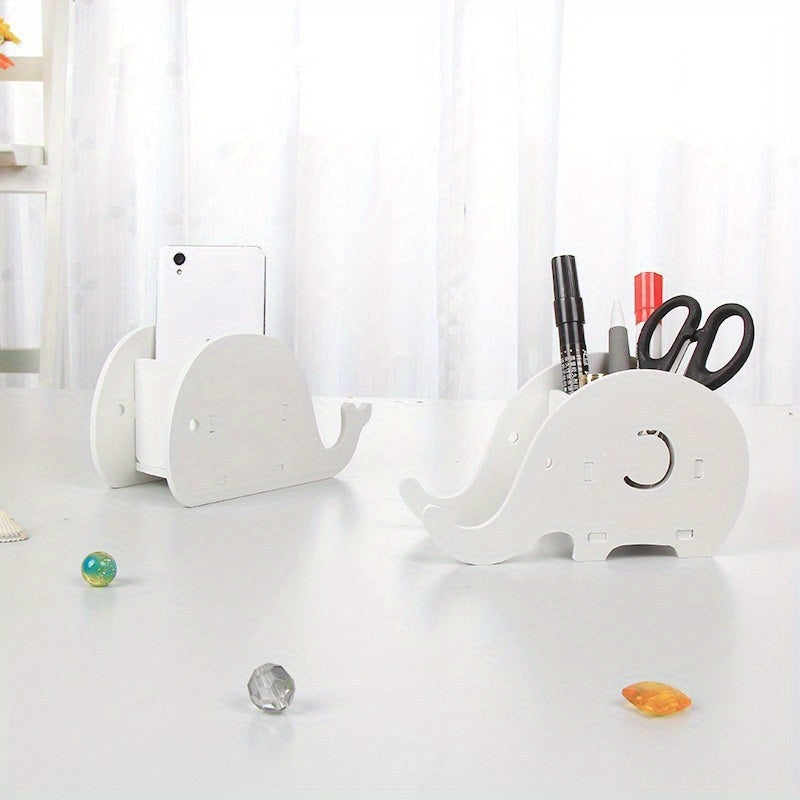 Cute Elephant Desktop Pen Holder with Phone Storage Box