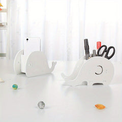Cute Elephant Desktop Pen Holder with Phone Storage Box