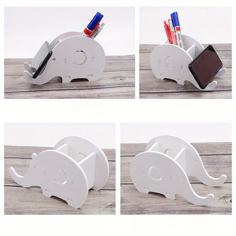 Cute Elephant Desktop Pen Holder with Phone Storage Box