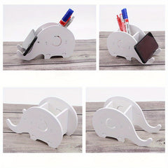 Cute Elephant Desktop Pen Holder with Phone Storage Box