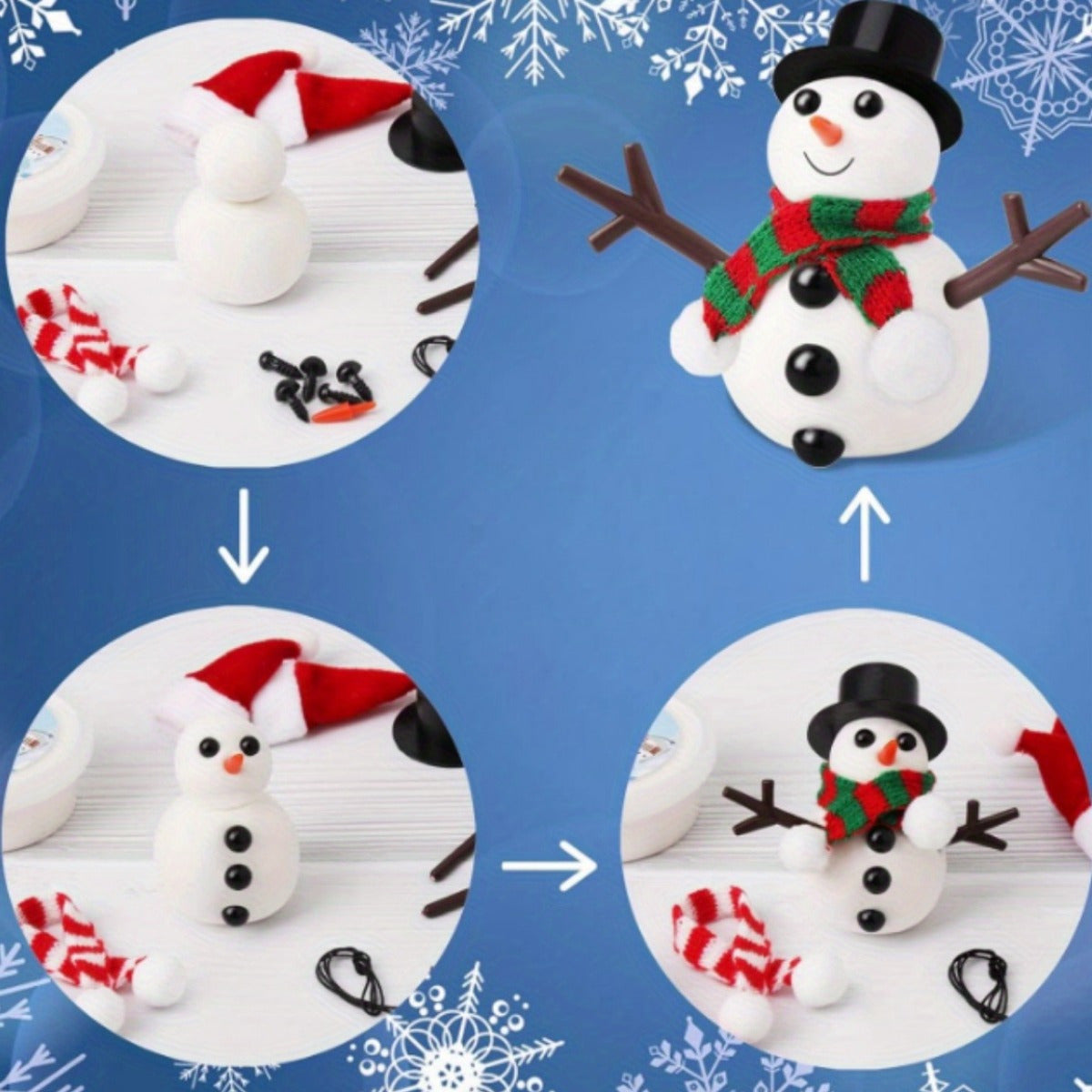11pcs Build A Snowman Kit Christmas Crafts Snowman Making