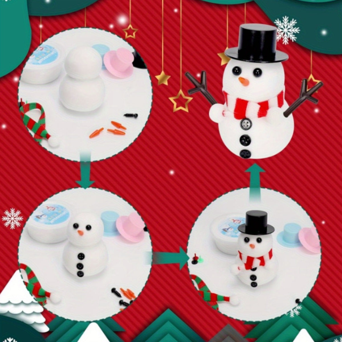 11pcs Build A Snowman Kit Christmas Crafts Snowman Making