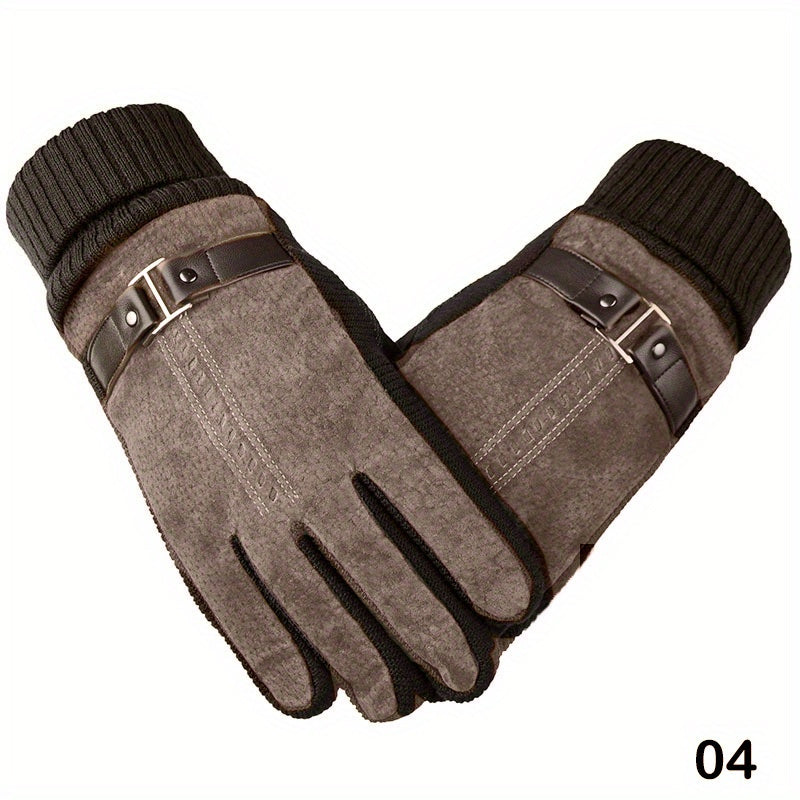 Men's Leather Anti-Slip Winter Cycling Gloves