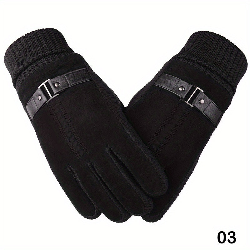 Men's Leather Anti-Slip Winter Cycling Gloves