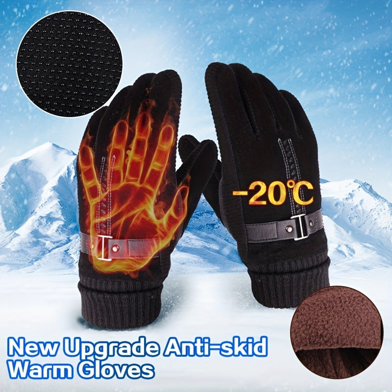 Men's Leather Anti-Slip Winter Cycling Gloves