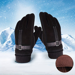 Men's Leather Anti-Slip Winter Cycling Gloves
