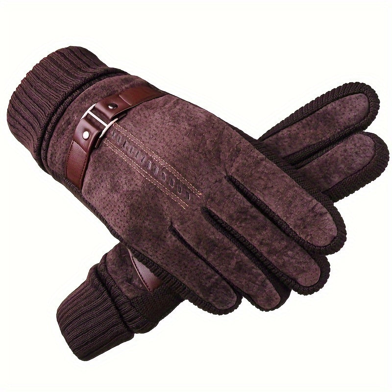 Men's Leather Anti-Slip Winter Cycling Gloves