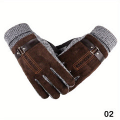 Men's Leather Anti-Slip Winter Cycling Gloves
