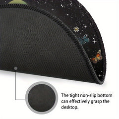 Mushroom Pattern Round Mouse Pad Small Mini Travel Mouse Pad Non Slip Rubber Bas