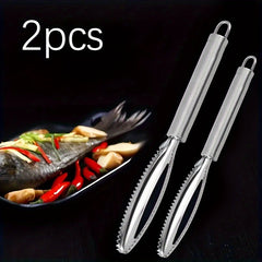 2pcs Stainless Steel Fish Scale Scrapers Removal Brushes