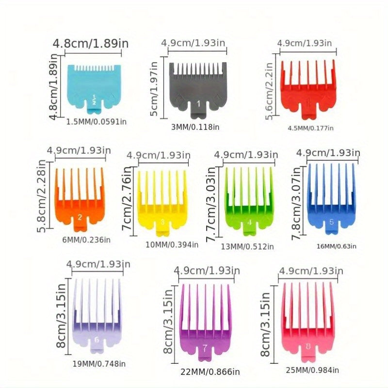 8/10pcs Hair Clipper Limit Combs Attachment Set - Universal Accessories