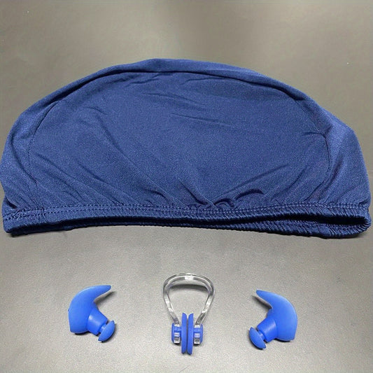 Adults Swimming Kit: Cap, Nose Clip, Ear Plugs