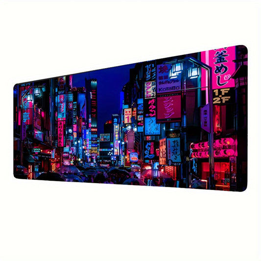 Neon Cyberpunk Anime Mouse Pad Non Slip Desk Pad Gift