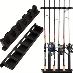 6 Hole Fishing Rod Rack Wall Mounted Organizer Display Holder Durable Plastic