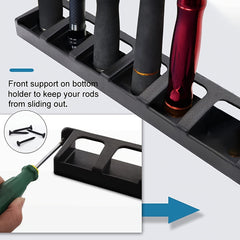 6 Hole Fishing Rod Rack Wall Mounted Organizer Display Holder Durable Plastic
