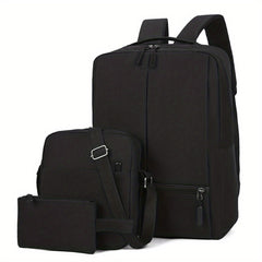 3pcs Men's Backpack Crossbody Bag Set With USB Charging Port