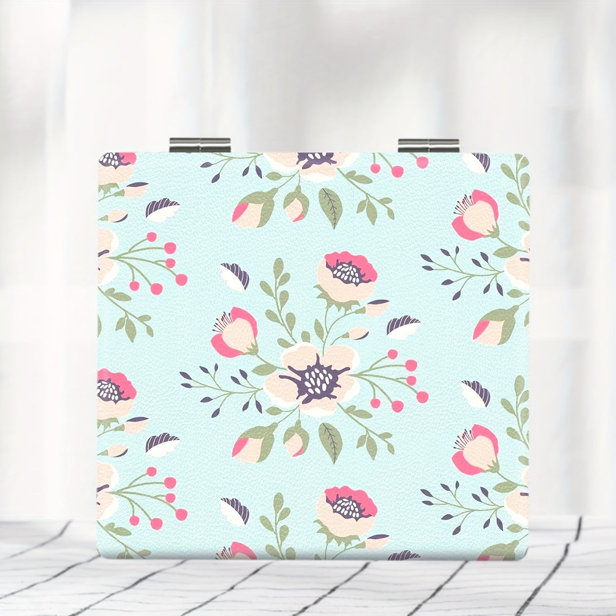Portable Pocket Makeup Mirror Foldable HD Pastoral Style Floral