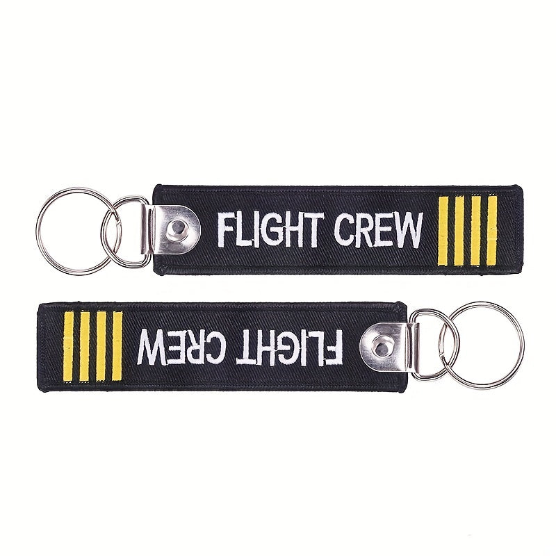 Embroidery FLIGHT CREW Key Chain Set for Men - Aviation Gift