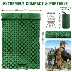 Double Inflatable Mattress with Pump & Pillow - Ideal for Camping & Backpacking
