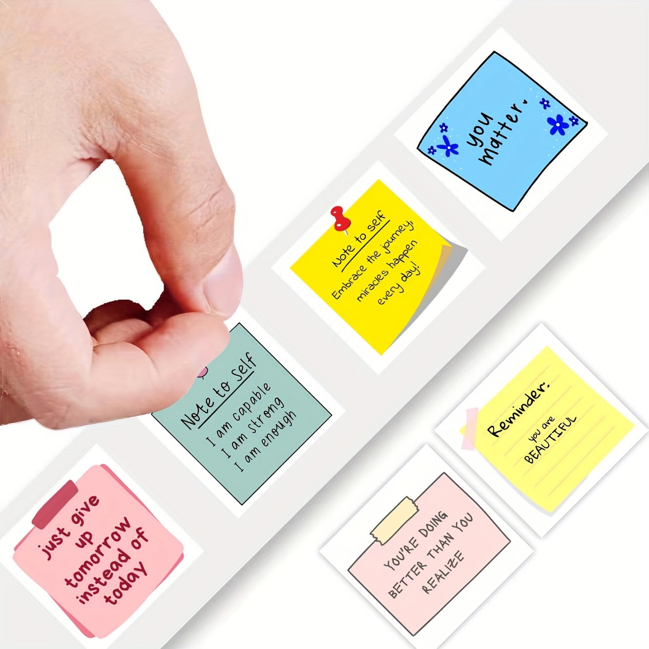 500pcs Inspirational Quote Sticky Notes 8 Styles Self Adhesive Square Stickers