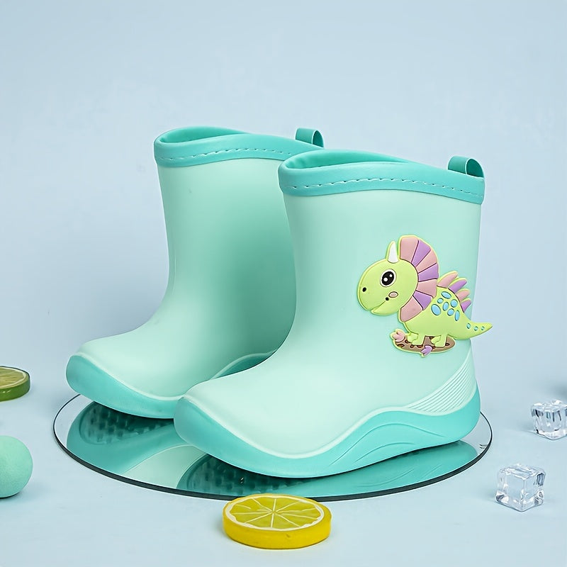 Girl's Dino Pattern Rain Boots Non-Slip Waterproof Shoes