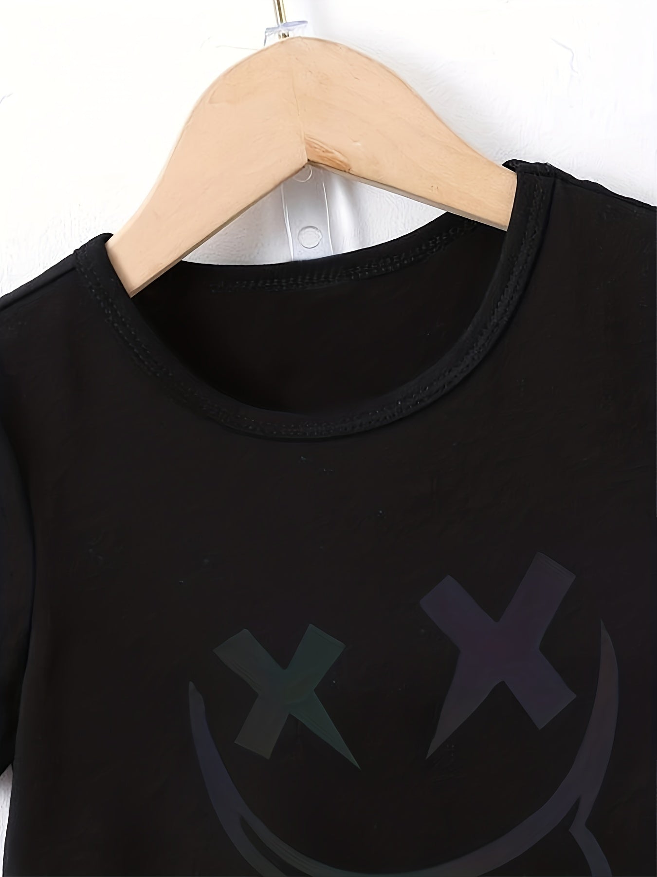 Boys Funny Face Print Casual Outfit T shirt & Shorts Kids Summer Clothes Sets