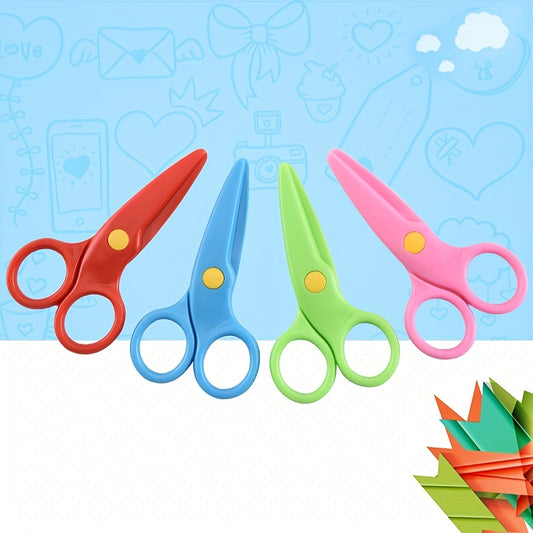 Colorful Cartoon Plastic Scissors for Kids - No Hurt Hand Horn Scissors
