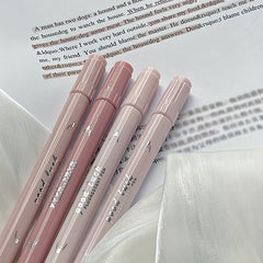 4pcs Pink Double Headed Highlighter Pens Water Based Quick Dry For School Office
