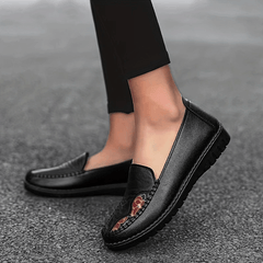 Women's Floral Loafer Flats Soft Sole Comfy Faux Leather Shoes