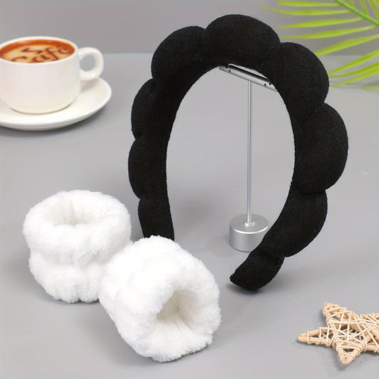 Makeup Headband Hair Band for Washing Face Spa Skincare Elastic Soft Flannel