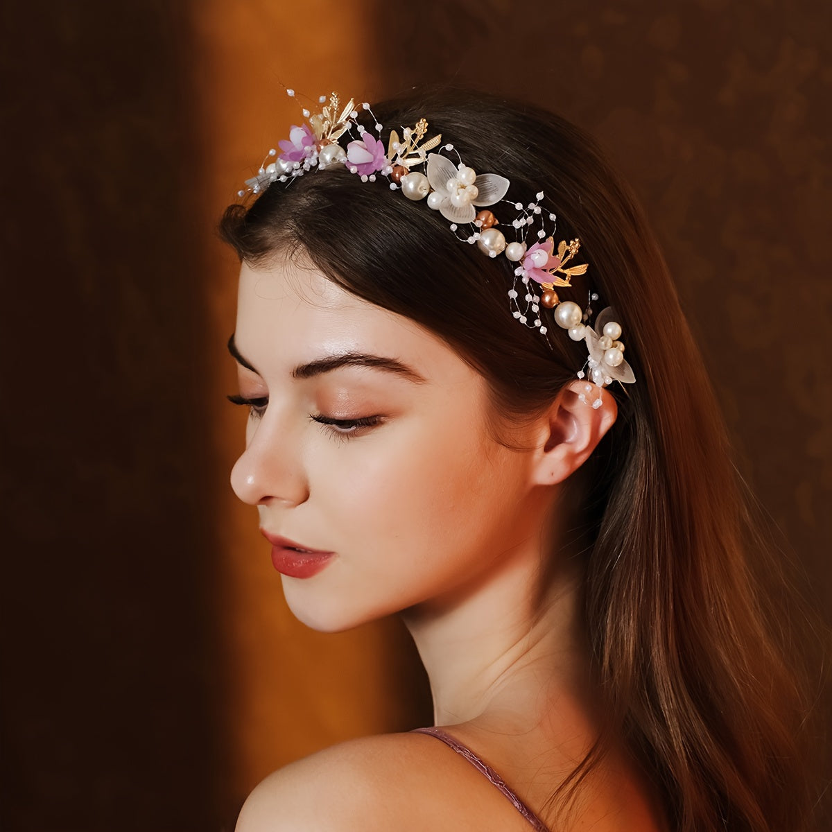 Boho Floral Tiara Headband Bridal Wedding Hair Accessory