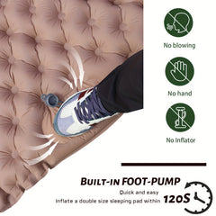 2-Person Sleeping Pad w/ Built-in Pump - Portable Inflatable Mat